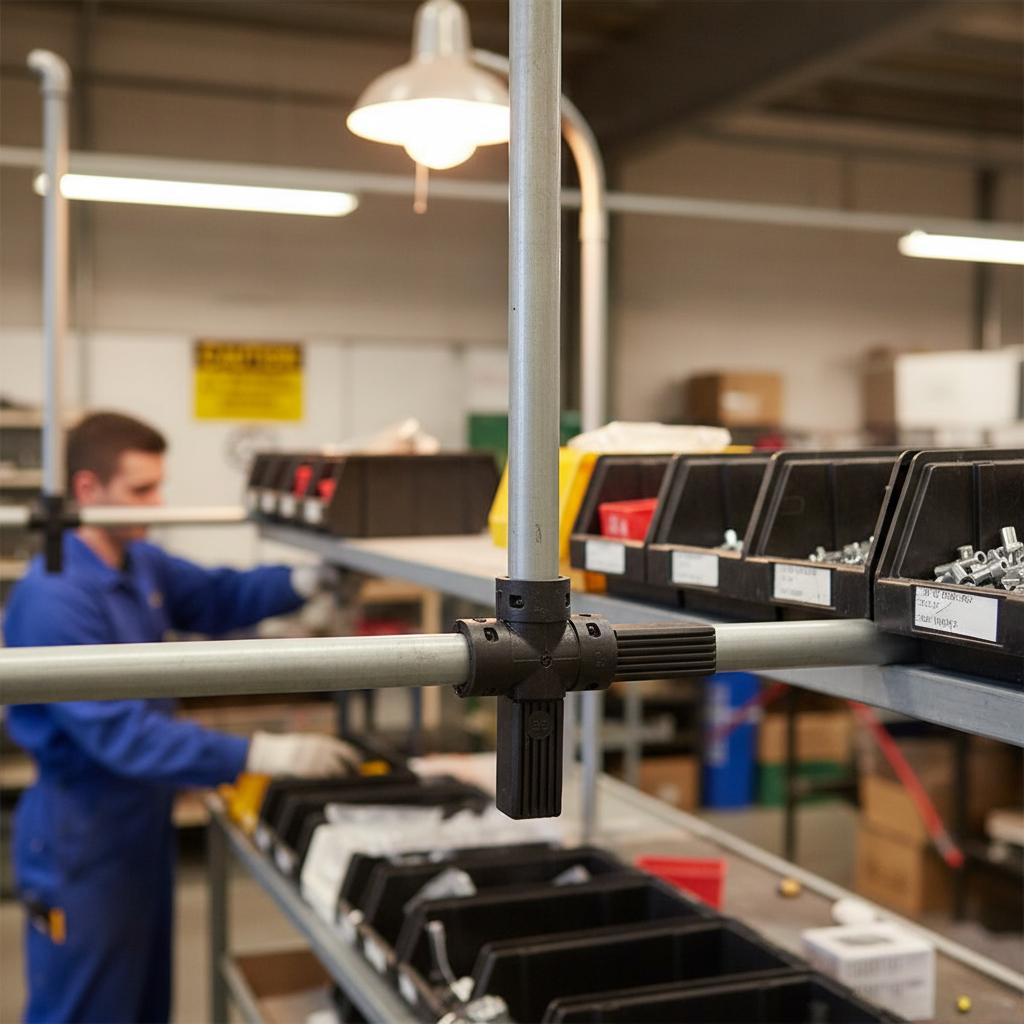 Professional 3 Way Connector Tee for 25mm Square Aluminium Tubes - Durable Black Nylon Plastic Construction