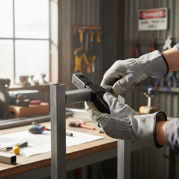 Professional 4 Way Connector for 25mm Square Aluminium Tubes - Durable Black Nylon Plastic Joining System