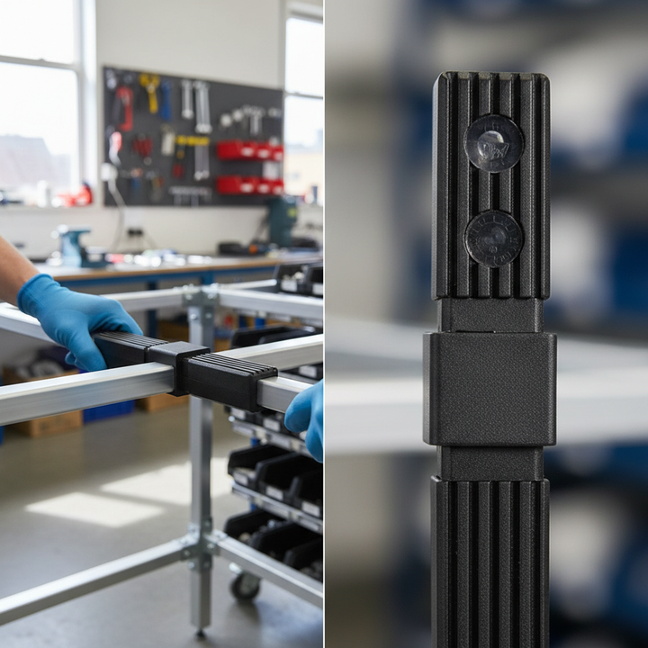 Premium 2 Way Connector for Joining 25mm Square Aluminium Tubes in Straight Line