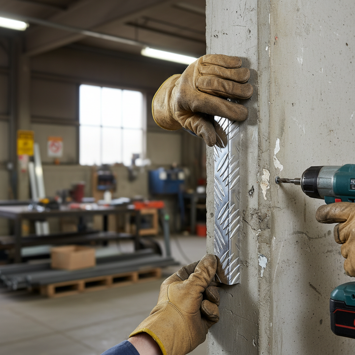 Premium Chequer Plate Wall Corner Protector - 50mm x 50mm x 2mm Heavy Duty Tread Plate for Edge Protection