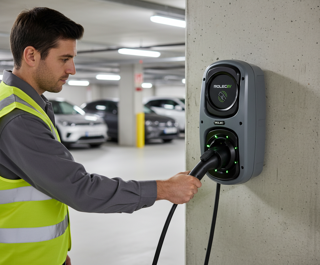 Premium Intelligent EV Charging Unit with 7.4kW Output, Dynamic Load Balancing, and OCPP Compliance for Domestic and Commercial Use