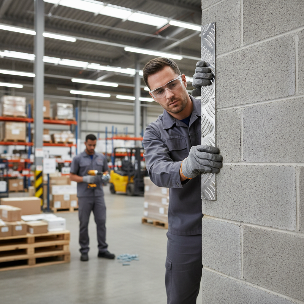 Premium Chequer Plate Wall Corner Protector 200mm x 200mm x 2mm for High Usage Areas with Excellent Grip