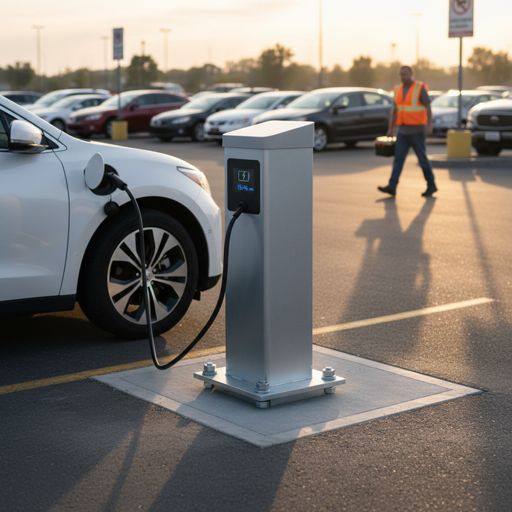 Premium Heavy Duty Ground Mounting Base for Charge Points - Steel, Hot Dipped Galvanised, Root Mounted Installation