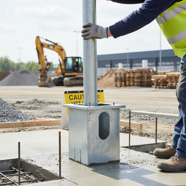 Premium Heavy Duty Ground Mounting Base for Charge Points - Steel, Hot Dipped Galvanised, Root Mounted Installation