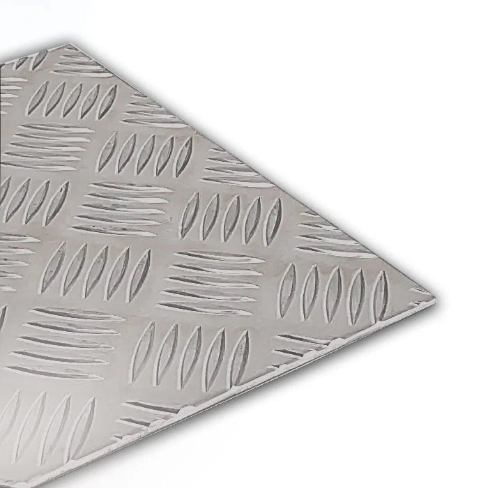 3mm Aluminium 5 Bar Checker Plate Sheet – 1050 Grade, Mill Finish, Anti-Slip Surface, Corrosion Resistant, Strong & Durable for DIY & Industrial Use