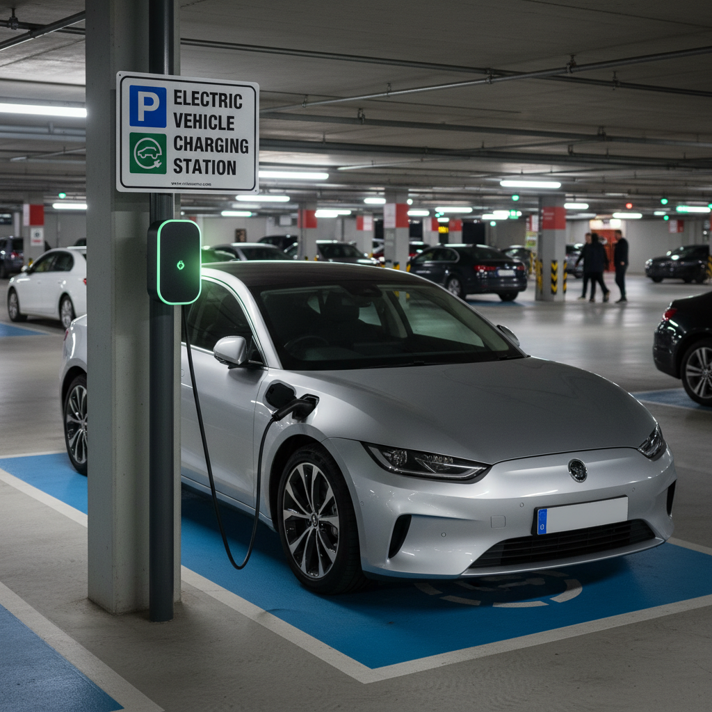 Premium Aluminium EV Parking Sign - A4 Landscape, Screen Printed for Durability and Visibility