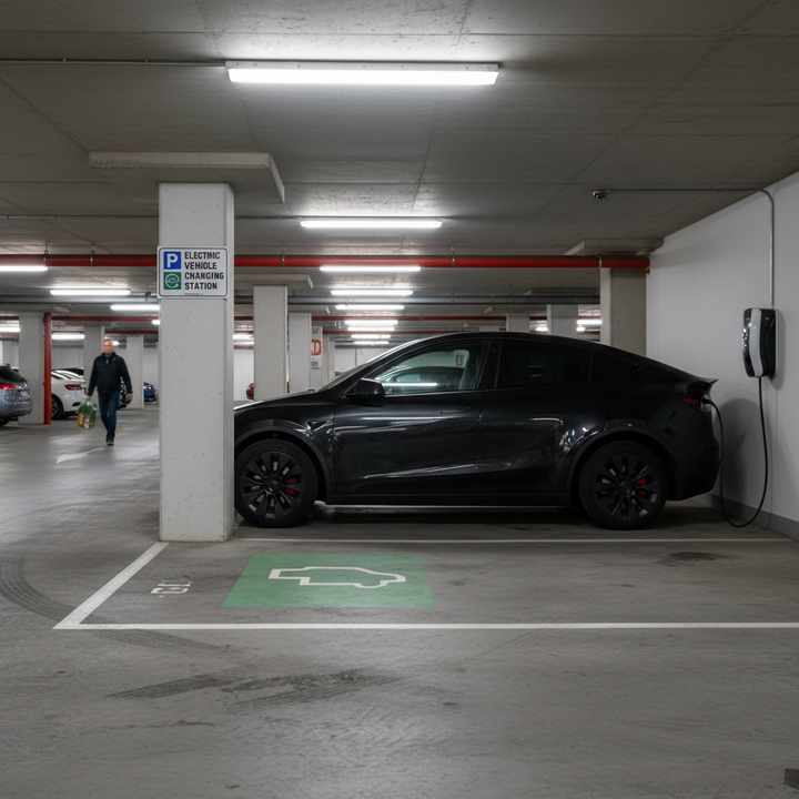 Premium Aluminium EV Parking Sign A3 Landscape - Durable, Screen Printed Finish for Clear Visibility