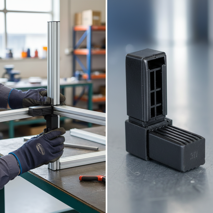 Professional 2 Way Connector for 25mm Square Aluminium Tubes - Durable Black Nylon Plastic Joiner