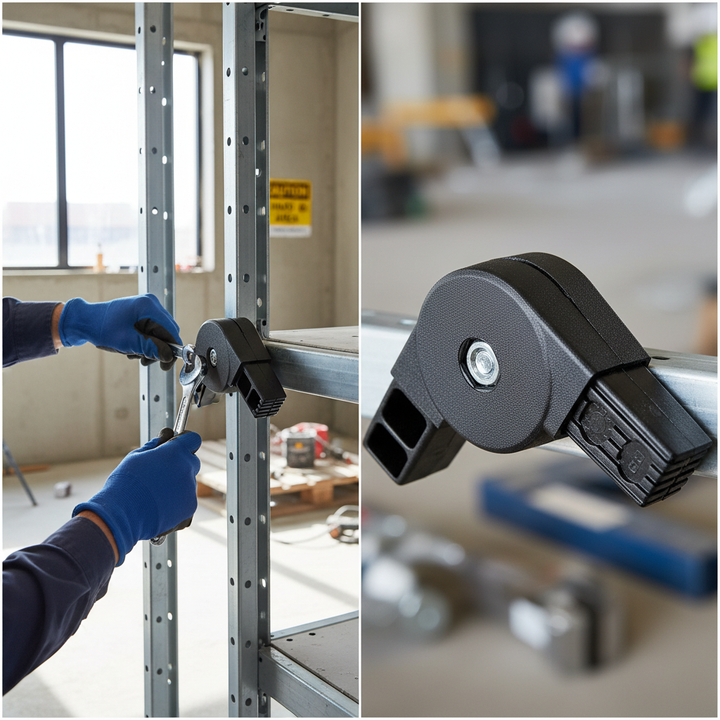 Premium Hinged 2 Way Connector for 25mm Square Aluminium Tubes - Durable Nylon with Steel Pin