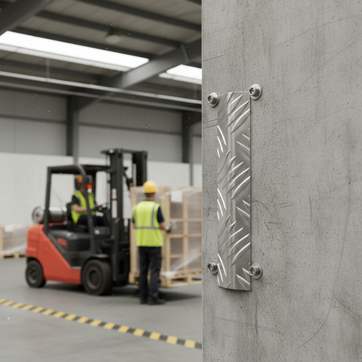 Premium Heavy Duty Chequer Plate Wall Corner Protector - 100mm x 100mm x 2mm, Ideal for High Usage Areas