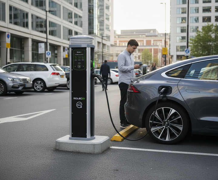 Premium 22kW Intelligent EV Charging Pedestal with Universal Socket and Dynamic Load Balancing