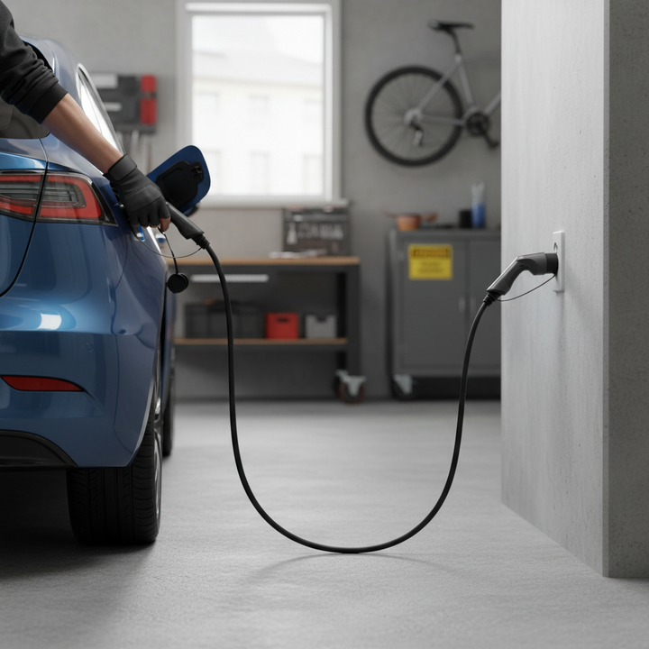 Premium Type 2 to 3 Pin Plug EV Home Charging Cable - 10A, IP66 Weatherproof, 5/7.5/10 Metre Lengths with LED Indicator