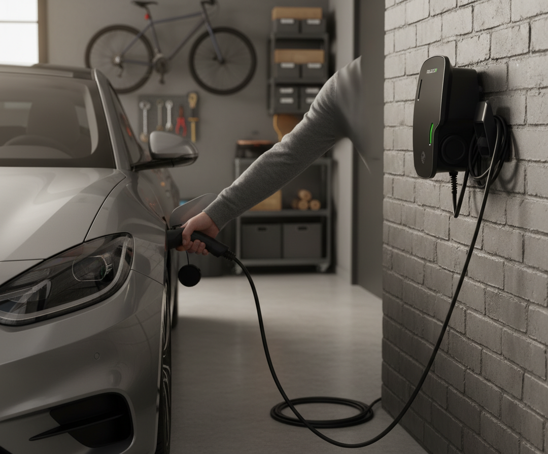 Premium Intelligent EV Charging Unit with 7.4kW Output, Dynamic Load Balancing, and Customizable Features for Homes and Businesses