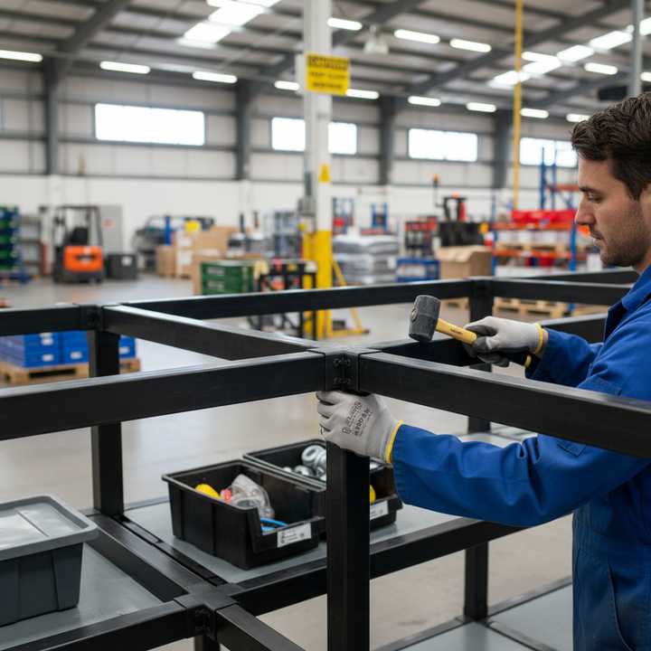 Professional 4 Way Connector for 25mm Square Aluminium Tubes - Durable Black Nylon Plastic Joining System