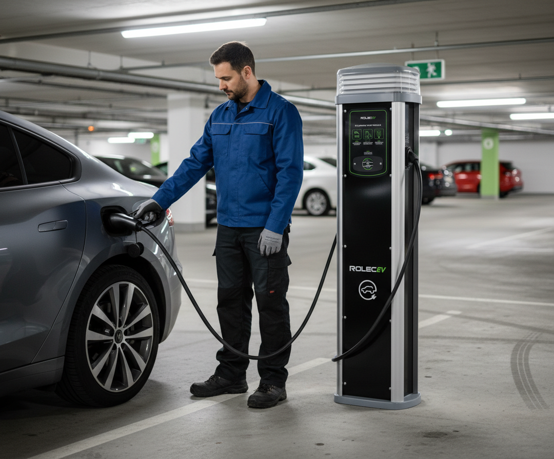 Premium 22kW Intelligent EV Charging Pedestal with Universal Socket and Dynamic Load Balancing