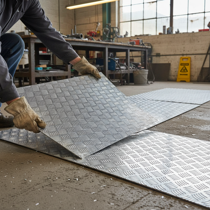 Premium Heavy Duty Aluminium Chequer Plate 2500mm x 1250mm x 9.5mm - Five Bar Tread Plate for Durable Flooring and Traction