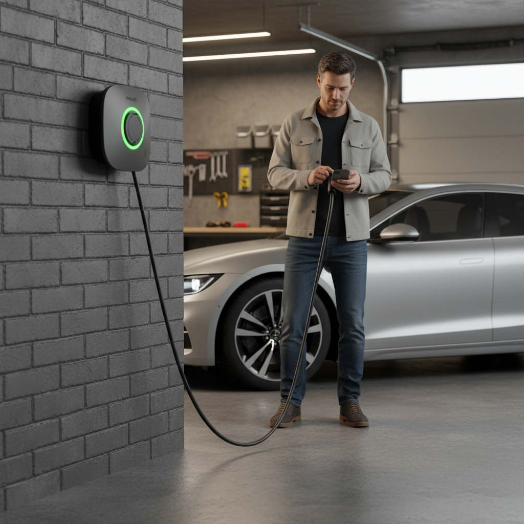 Premium Intelligent EV Charging Unit 7.4kW with Mobile App Control and Solar Integration